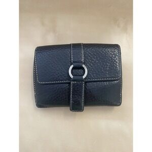 VTG Kate Spade Pebbled Leather Compact Wallet Bifold Black